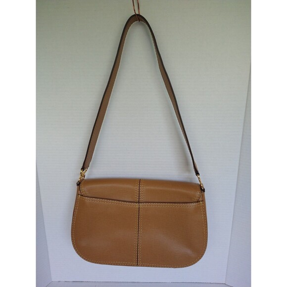 Adrienne Vittadini shoulder satchel handbag purse tan brown medium sleek classic - Picture 2 of 16